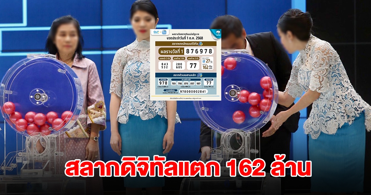 ยินดีด้วย เศรษฐีใหม่ถูกรางวัลที่ 1 สลากดิจิทัล รวม 162 ล้าน