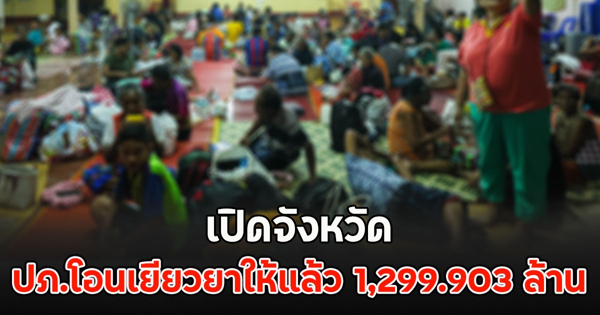 เปิดจังหวัด ปภ.โอนเยียวยาให้แล้ว 1,299.903 ล้าน