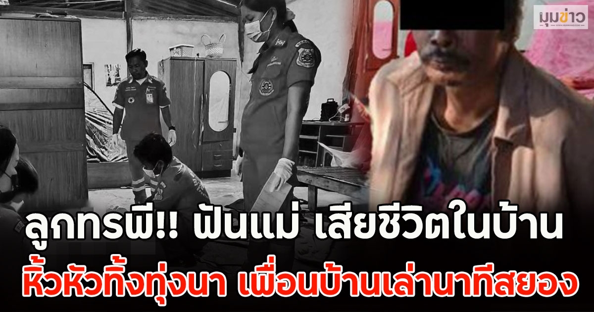 ลูกทรพี!! ฟันแม่ เสียชีวิตในบ้าน หิ้วหัวทิ้งทุ่งนา เพื่อนบ้านเล่านาทีสยอง