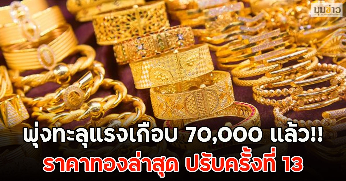 พุ่งทะลุแรงเกือบ 70,000 แล้ว!! ราคาทองล่าสุด ปรับครั้งที่ 13