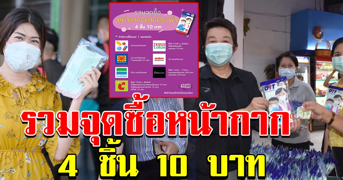 รวมจุด ซื้อหน้ากากอนามัย