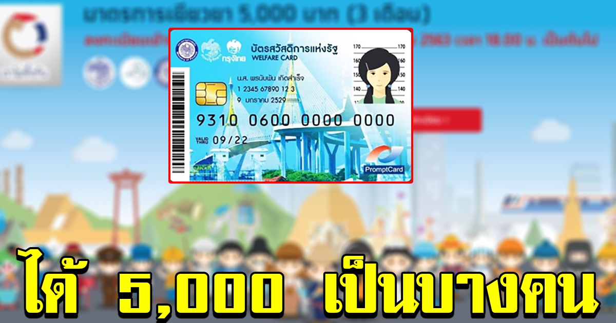 คนมีบัตรสวัสดิการแห่งรัฐ มีสิทธิลงทะเบียนขอรับเงิน 5000