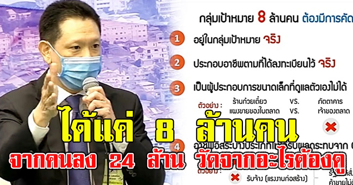 ไม่ใช่ 9 ล้านคน คลังยัน ได้แค่ 8 ล้านคน จากคนลงทะเบียน 24 ล้าน