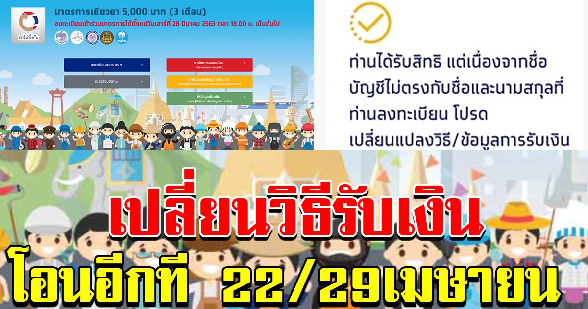ผ่านแล้ว แต่เงินไม่เข้า ต้องแก้ไขวิธีรับเงิน 5000 รอโอนงวดใหม่ 22 และ 24 เมย