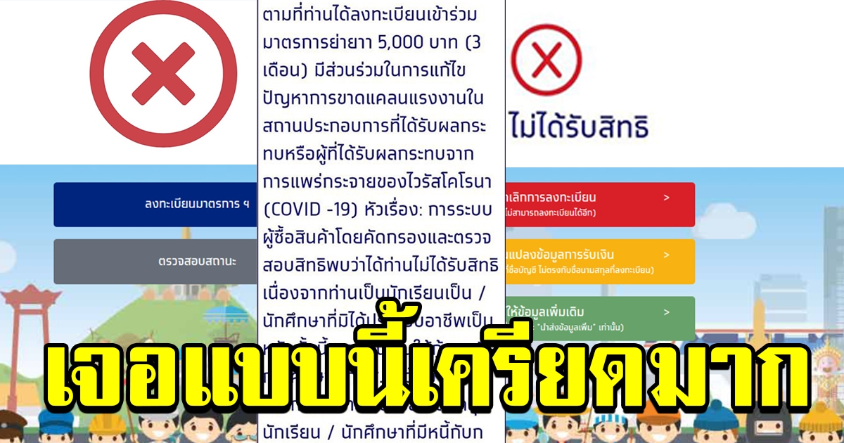 สาวเช็คสถานะ ล่าสุดไม่ได้รับสิทธิ์ พร้อมเหตุผล