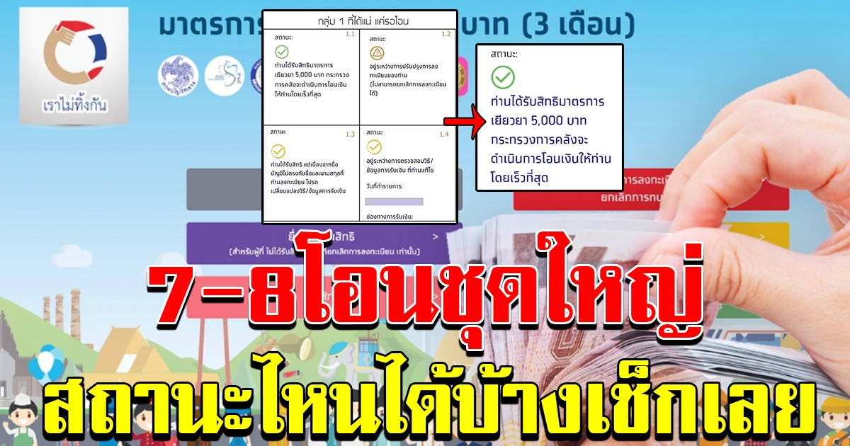 คลังโอนชุดใหญ่อีกรอบ 7ถึง8 จ่ายอีก 1 ล้านคน