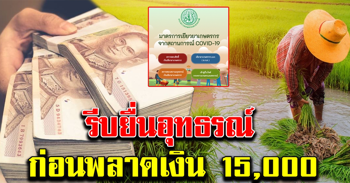 เตือนเกษตรกร รีบยื่นอุทธรณ์ ก่อนหมดสิทธิ์รับเงิน 15000