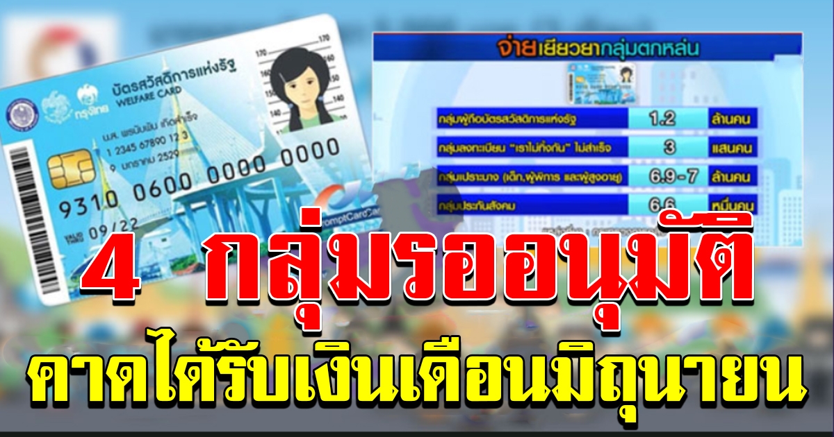 กลุ่มต่อไปนี้ เตรียมรับเงิน ภายในสิ้นเดือนมิถุนายน