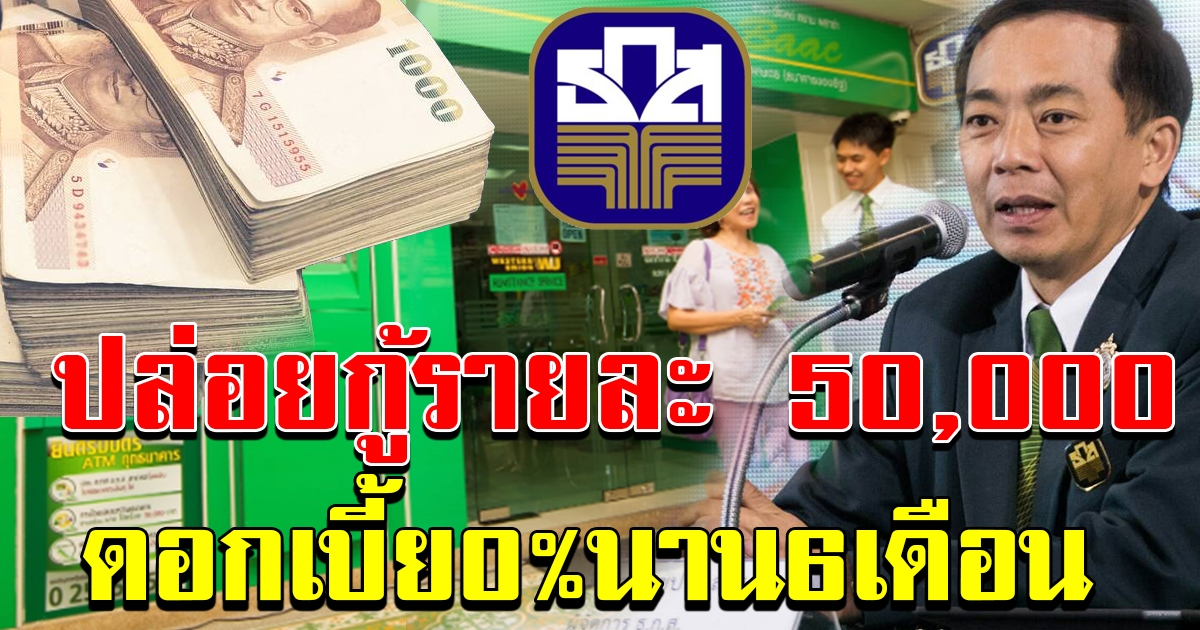 ธกส ปล่อยสินเชื่อ รายละไม่เกิน 50000