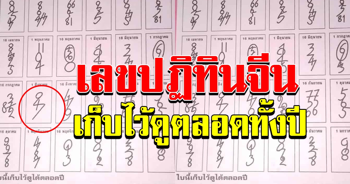 เลขเด็ด ปฏิทิน จีน ไทย เก็บไว้ดูตลอดทั้งปี
