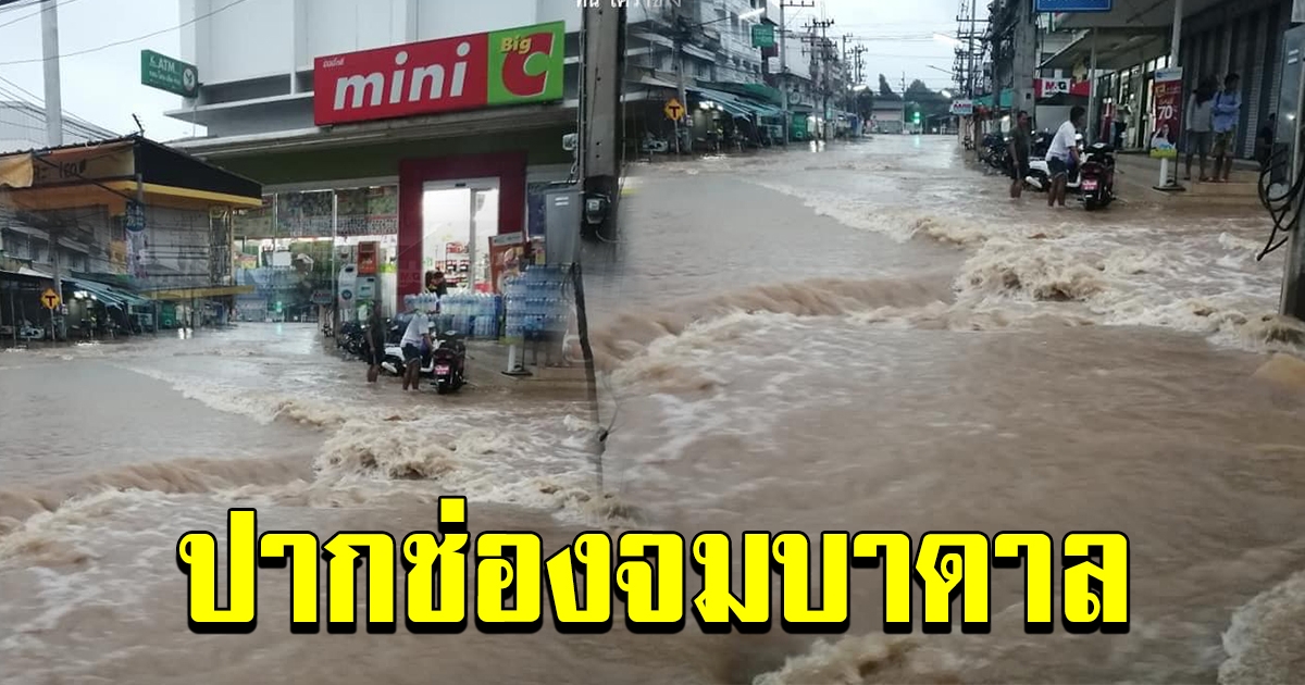 ปากช่อง จมบาดาล น้ำป่าจากเขาใหญ่ ทะลักเข้าท่วมตัวเมืองแล้ว