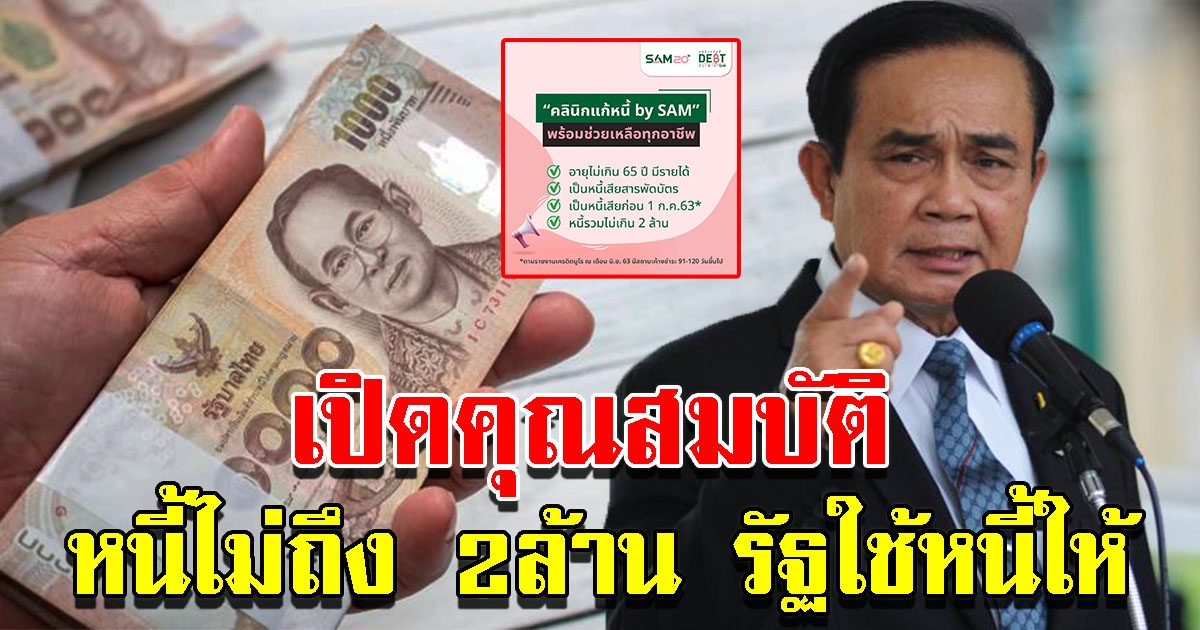 คุณสมบัติ เข้าร่วมโครงการ หนี้ไม่ถึง 2ล้าน รัฐใช้หนี้ให้