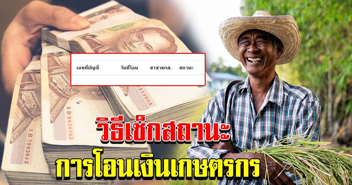 เช็คสถานะโอนเงิน พร้อม เช็คสถานะเกษตรกร