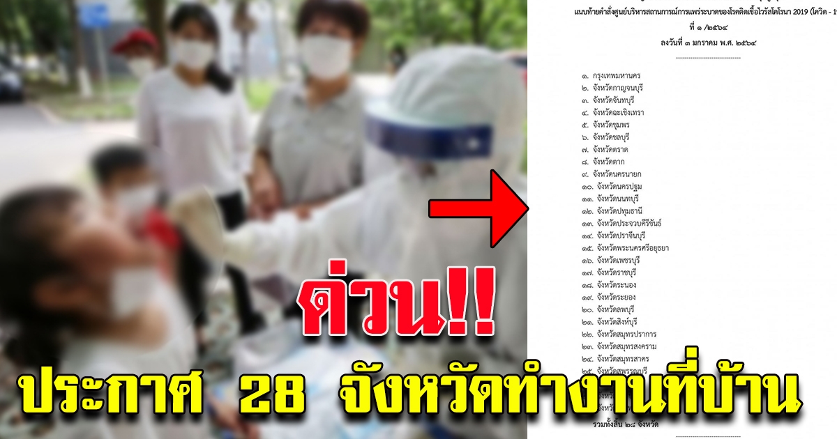 28 จังหวัด ขอความร่วมมือ ทำงานที่บ้าน