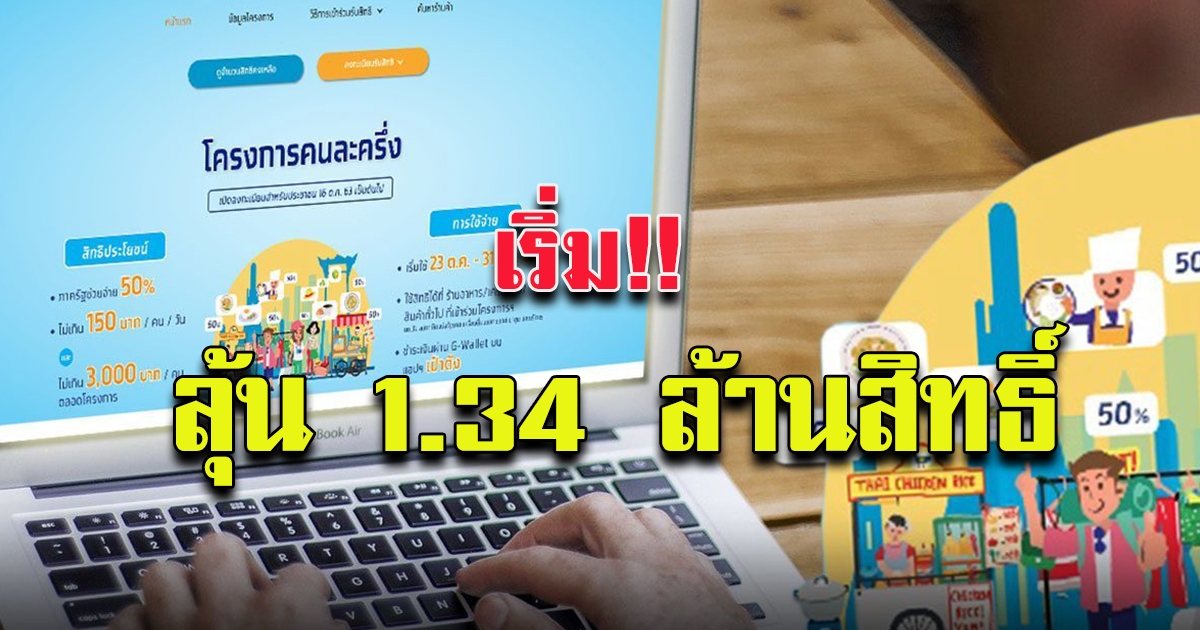 เริ่มแล้วลงทะเบียน คนละครึ่ง รอบเก็บตก 6 โมงเช้า มีแค่ 1.34 ล้านสิทธิ
