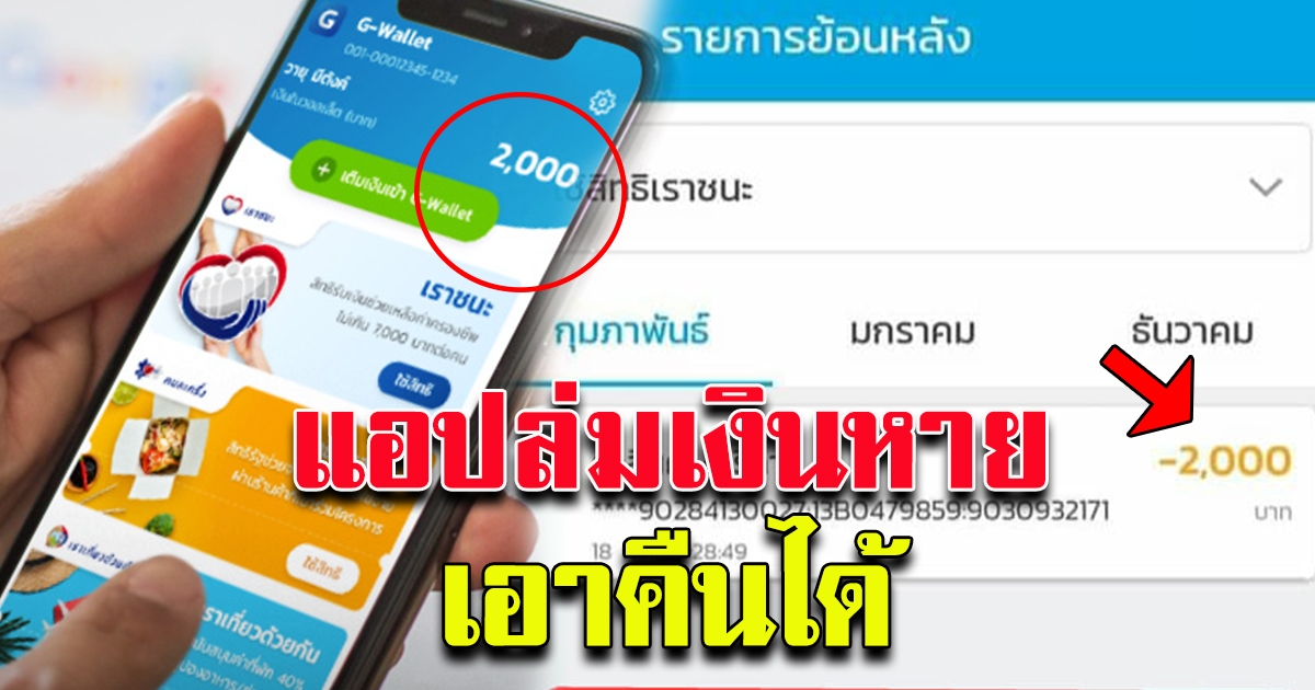 เป๋าตังล่ม เงินหายจากแอพ