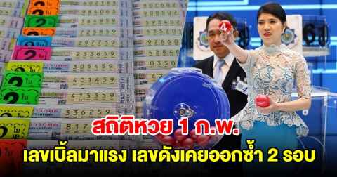 สถิติหวย 1 ก.พ. ย้อนหลัง 20 ปี เลขเบิ้ลมาแรง พบเลขดังเคยออกซ้ำ 2 รอบ