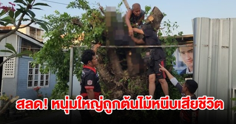 สลด! หนุ่มใหญ่ปีนตัดกิ่งต้นไทร ถูกหนีบเสียชีวิต