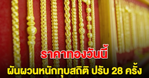 ทองคำวันนี้ ผันผวนหนัก ปรับ 28 ครั้ง พุ่งพรวดเป็นประวัติศาสตร์ในรอบปี