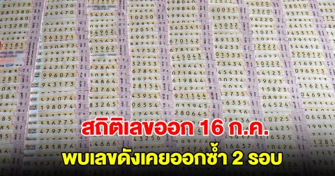 สถิติเลขออก 16 กรกฎาคม ย้อนหลัง 20 ปี พบเลขดังเคยออกซ้ำ 2 รอบ