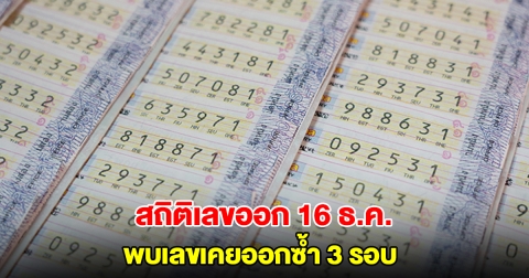 สถิติเลขออก 16 ธ.ค. ย้อนหลัง 20 ปี พบเลขเคยออกซ้ำ 3 รอบ