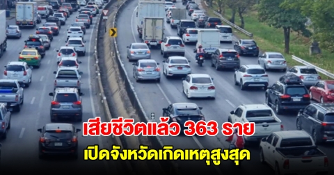 สรุปสถิติอุบัติเหตุช่วงปีใหม่ 10 วันอันตราย เสียชีวิตแล้ว 363 ราย เปิดจังหวัดเกิดเหตุสูงสุด