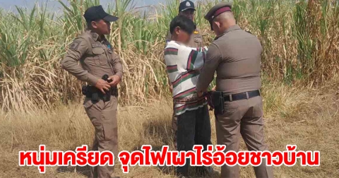 หนุ่มเครียด ทะเลาะกับเมีย จุดไฟเผาไร่อ้อยชาวบ้าน ไหม้วอด 30 ไร่