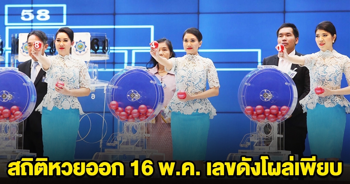 สถิติหวยออก 16 พ.ค. ย้อนหลัง เลขดังโผล่เพียบ