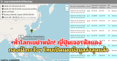 ทั่วโลกเขย่าหนัก! ญี่ปุ่นเจอรหัสแดง กองเฝ้าระวังฯ ไทยเปิดเผยข้อมูลล่าสุดแล้ว