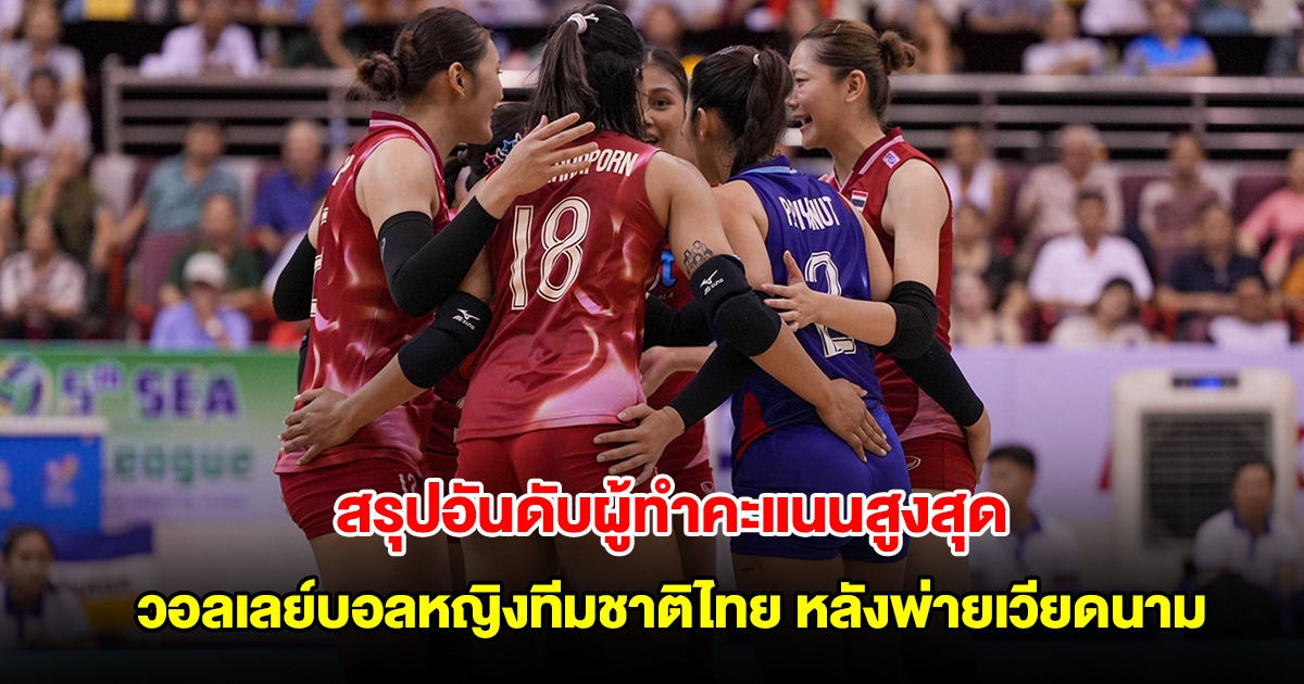 สรุปอันดับผู้ทำคะแนนสูงสุด วอลเลย์บอลหญิงทีมชาติไทย หลังพ่ายเวียดนาม ซี วี ลีก 2025