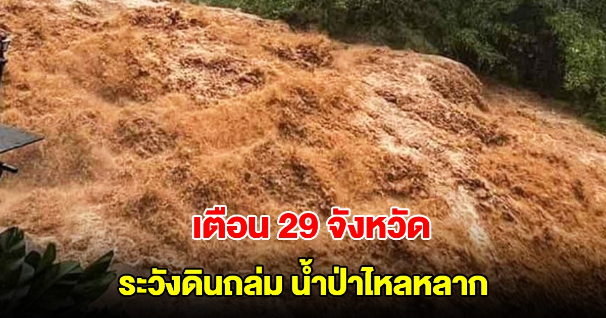 ศูนย์ปฏิบัติการธรณีพิบัติภัย เตือน 29 จังหวัด ระวังดินถล่ม น้ำป่าไหลหลาก