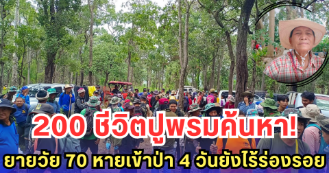 200 ชีวิตปูพรมค้นหา! ยายวัย 70 หายเข้าป่าเทือกเขาพังเหย 4 วันยังไร้ร่องรอย