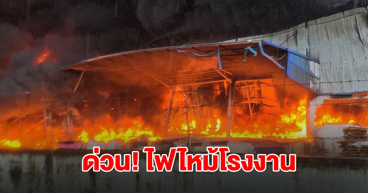 ด่วน! ไฟไหม้โรงงาน บางพระ จ.ชลบุรี ตัวอาคารเริ่มมีการทรุดตัว จนท.ระดมกำลังควบคุมเพลิง