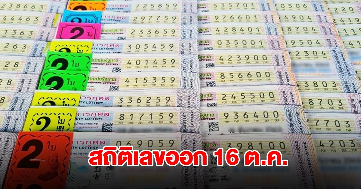 สถิติเลขออก 16 ต.ค. ย้อนหลัง 20 ปี พบเลขเคยออกซ้ำ