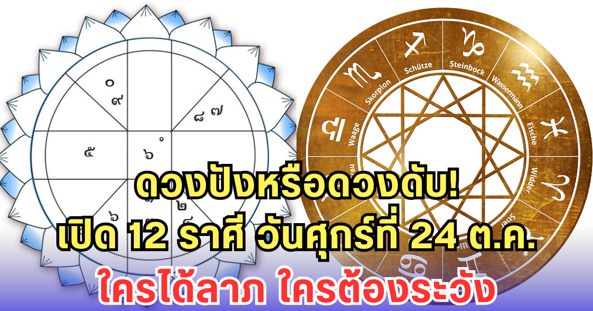 เปิด 12 ราศี วันศุกร์ที่ 24 ต.ค. ใครได้ลาภ ใครต้องระวัง