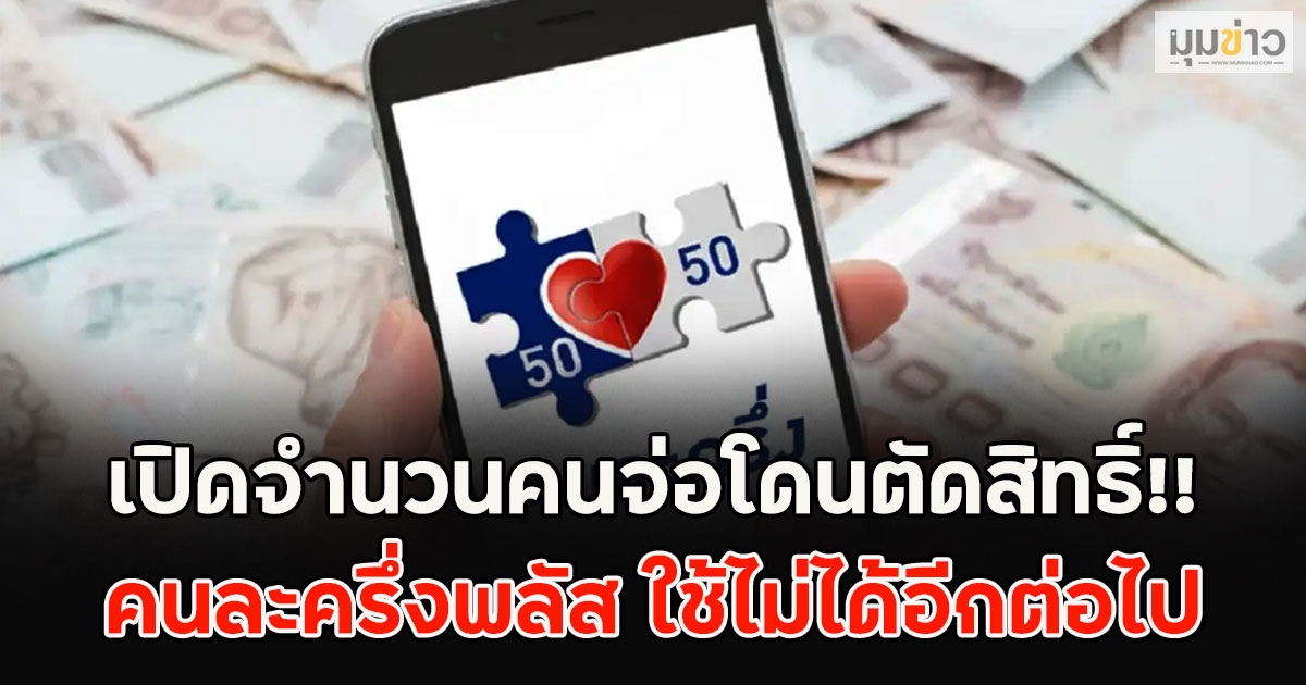 เปิดจำนวนคนจ่อโดนตัดสิทธิ์!! คนละครึ่งพลัส ใช้ไม่ได้อีกต่อไป