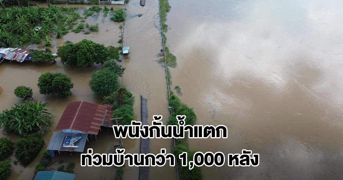พนังกั้นน้ำแตก ทะลักท่วม ต.บางหลวง ชัยนาท บ้านจมน้ำกว่า 1,000 หลัง