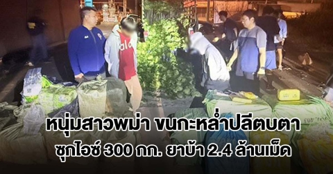 สกัดจับกลางทาง หนุ่มสาวพม่า ขนกะหล่ำปลี ซุกไอซ์ 300 กก. ยาบ้า 2.4 ล้านเม็ด