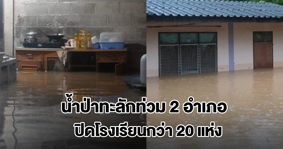 รองผู้ว่าฯ พัทลุง ประกาศเตือนทั้งจังหวัด น้ำป่าทะลักท่วม 2 อำเภอ ประกาศปิดโรงเรียน 20 แห่ง