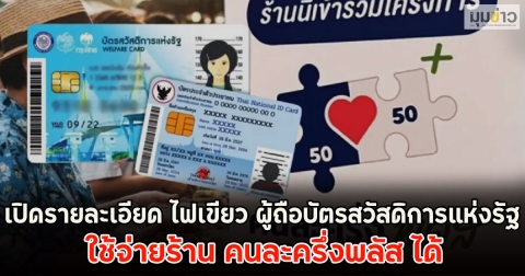 เปิดรายละเอียด ไฟเขียว ผู้ถือบัตรสวัสดิการแห่งรัฐ ใช้จ่ายร้าน คนละครึ่งพลัส ได้