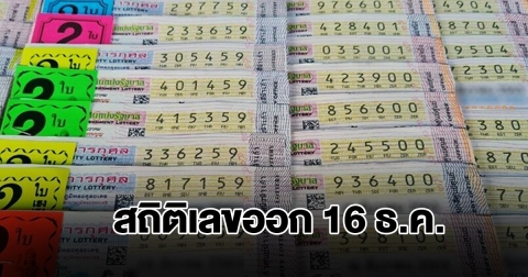 สถิติเลขออก 16 ธันวาคม ย้อนหลัง 20 ปี พบเลขเคยออกซ้ำ 2 รอบ
