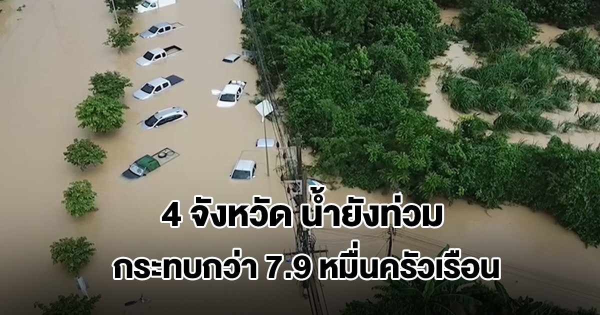 อ่วม! 4 จังหวัด น้ำยังท่วม กระทบกว่า 7.9 หมื่นครัวเรือน