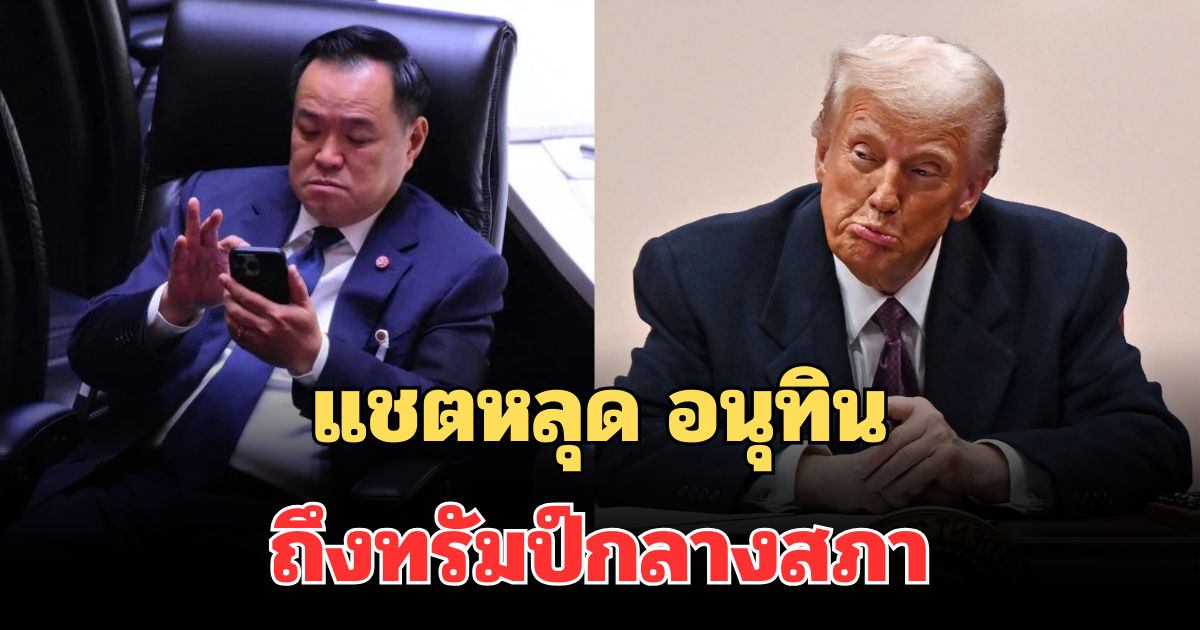 จับภาพชัด! แชตหลุด อนุทิน ถึงทรัมป์กลางสภา