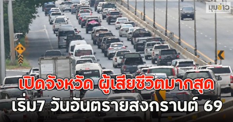 เปิดจังหวัด ผู้เสียชีวิตมากสุด เริ่ม7 วันอันตรายสงกรานต์ 69