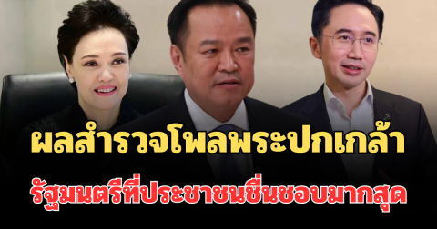 มาแล้ว! ผลสำรวจโพลพระปกเกล้า รัฐมนตรีที่ประชาชนชื่นชอบมากสุด