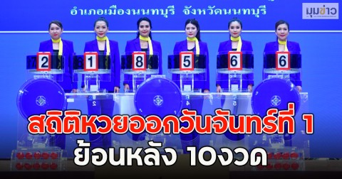 สถิติหวยออกวันจันทร์ที่ 1 ย้อนหลัง 10งวด