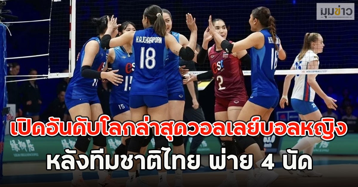 เปิดอันดับโลกล่าสุดวอลเลย์บอลหญิง หลังทีมชาติไทย พ่าย 4 นัด