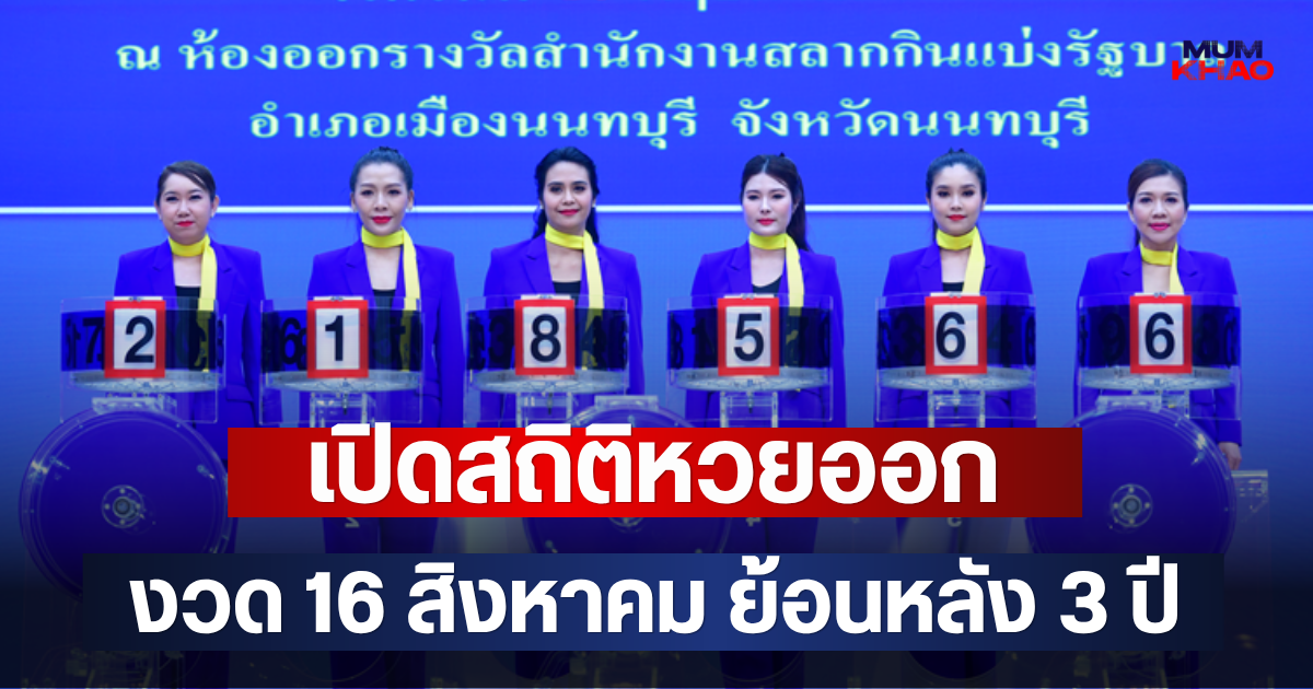 เปิดสถิติหวยออก 16 สิงหาคม ย้อนหลัง 3 ปี