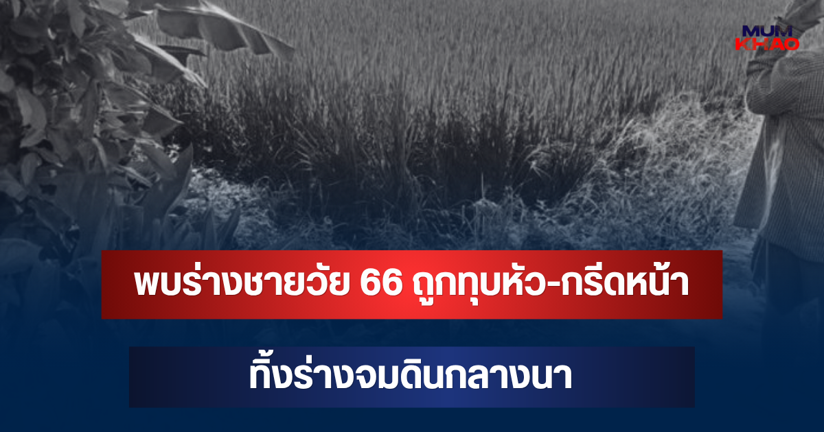 สลด! พบร่างชายวัย 66 ถูกทุบหัว-กรีดหน้า ทิ้งร่างจมดินกลางนา